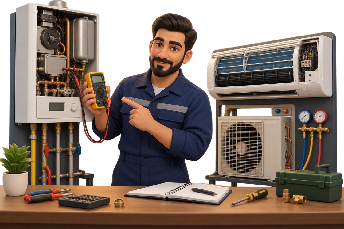 آموزش عملی تعمیر پکیج و کولر گازی